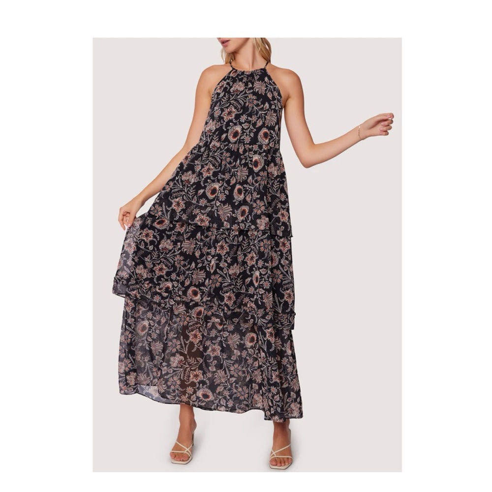 Lost + Wander Eclipse Of The Heart Maxi Dress Size M Halter Tiered Maxi Dress
